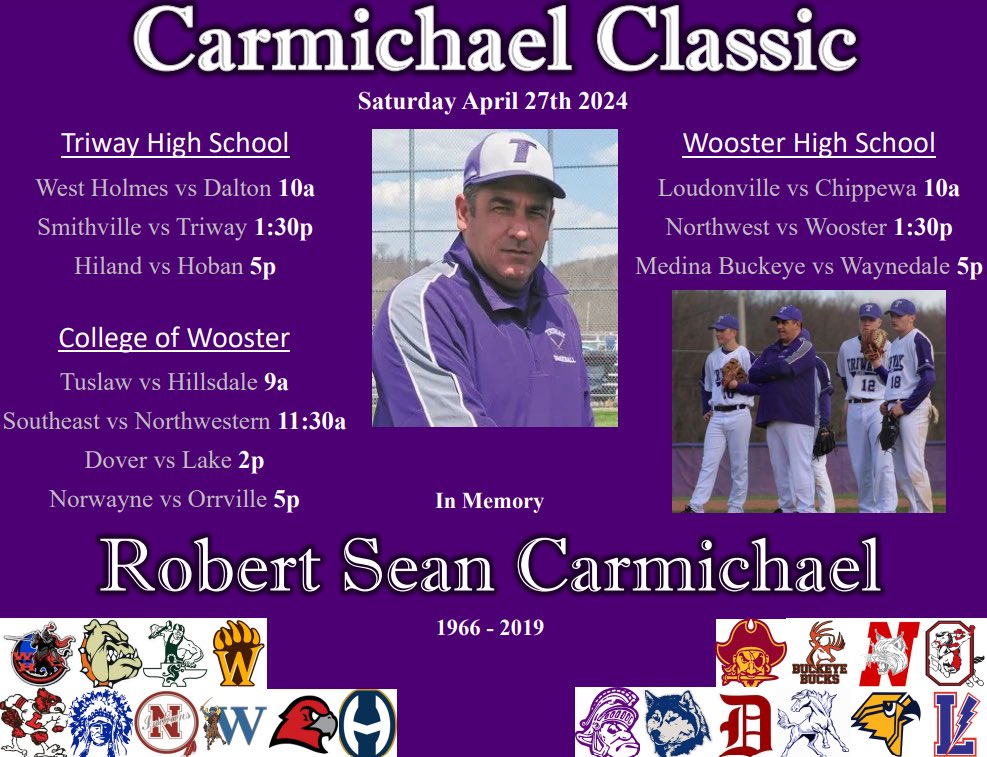 Should be a great day of baseball tomorrow and remembering Coach Carmichael. We hope to see you all there! #SC12