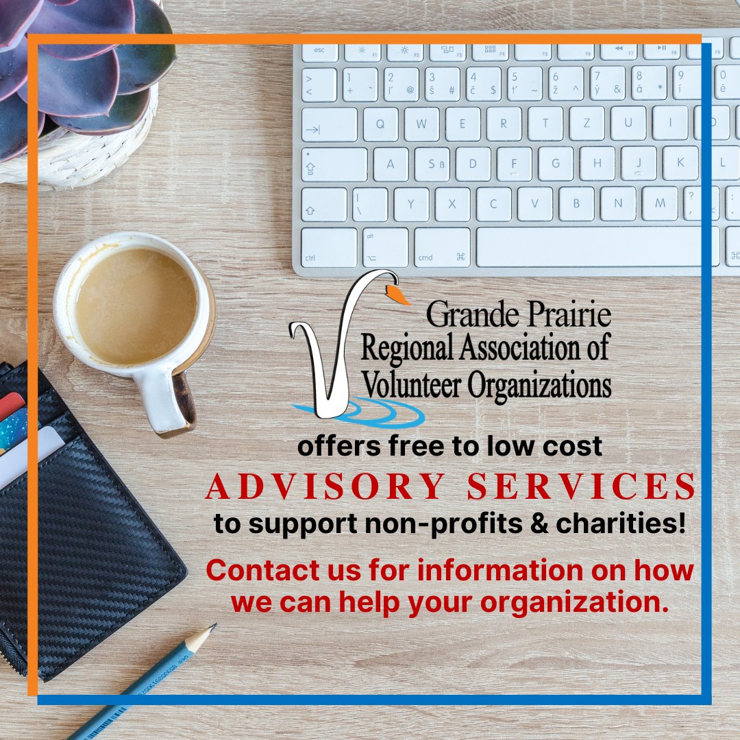 The Association offers free to low cost advisory services to support non-profits & charities! For information on how we can help your agency call 780-538-2727 or email membership@volunteergrandeprairie.com.

#AdvisoryServices #GrandePrairie #CountyofGP #gpab #yqu #VolunteerGP