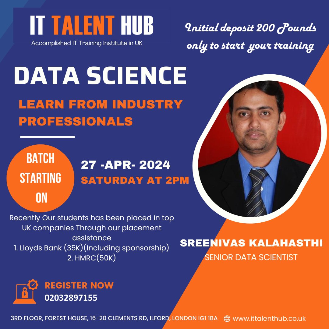 New Batch starting on 27th April - Saturday at 2 PM  

For Regular Updates join the below group : chat.whatsapp.com/KDpxhGPlbUAC2V…

Join the session using the below link: tinyurl.com/April-Data-sci…

Register here to get course details: forms.gle/yFiJz15CXe52wT