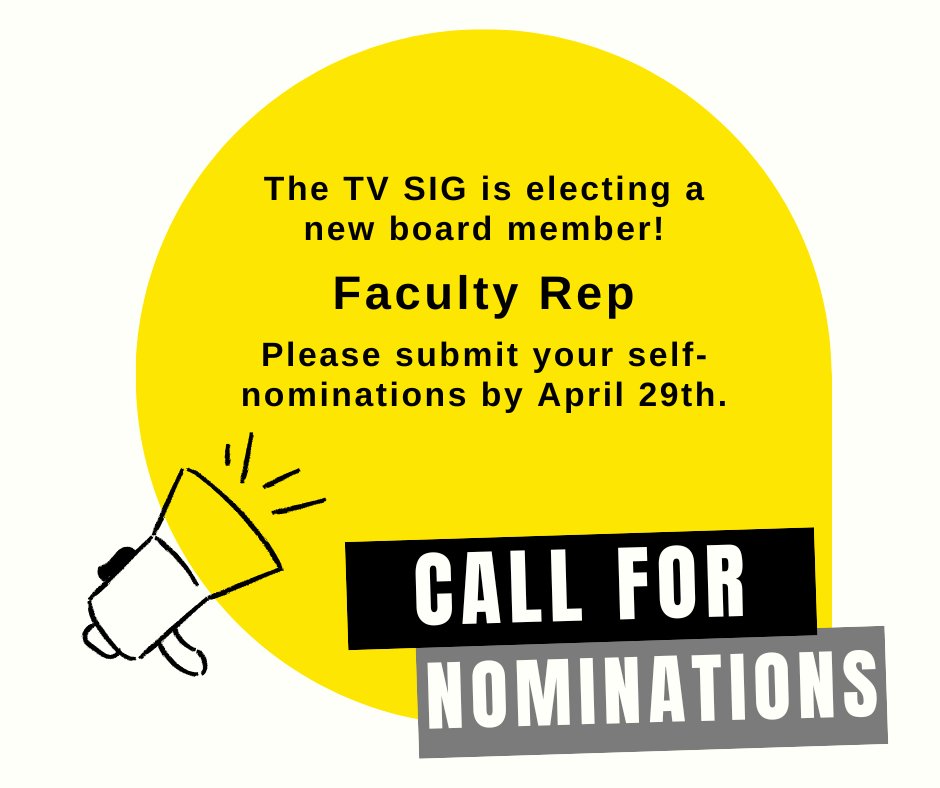 MoSchneids's tweet image. Hey, #SCMSTV SIG! It&apos;s election time! A reminder that self-nominations are open for our TV SIG board. See details in your email, or in our Facebook group. Also feel free to DM me for details.