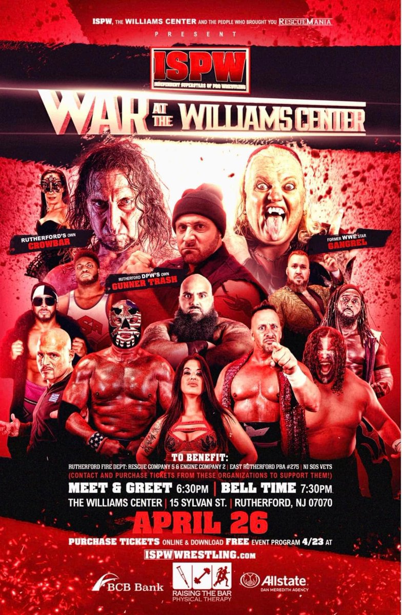 Tonight, @ISPWWrestling presents War at the Williams Center, matches include @gangrel13 vs. @wcwcrowbar dmvprowrestling.com/p/friday-ispws…