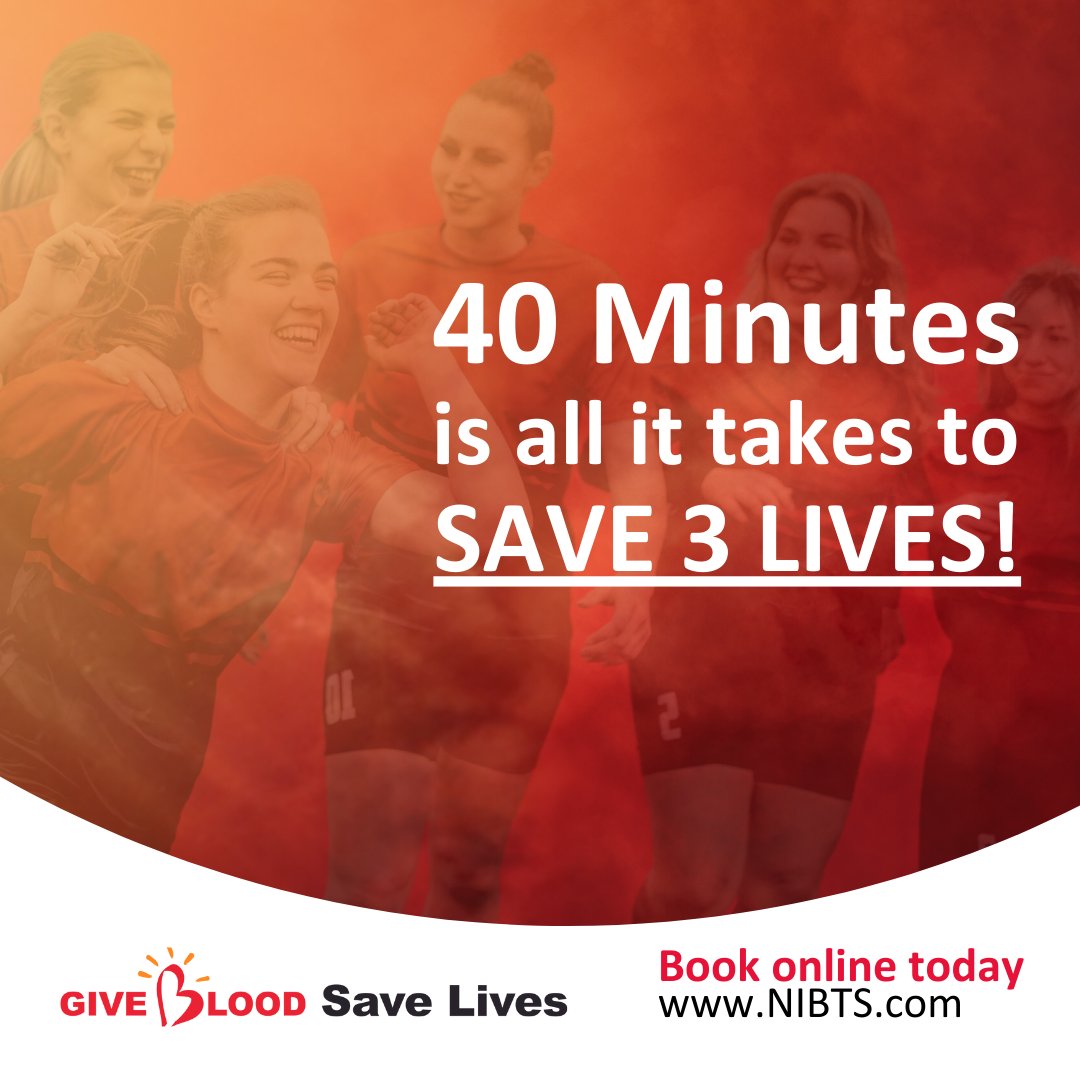 Watching the Women’s Six Nations? What a difference 40 minutes can make. That's all it takes to give blood. Every blood donation saves 3 people's lives. 🩸❤️ Book online today - bit.ly/GiveBloodNI #WomensSixNations #GiveBlood #GivePlatelets #BloodDonations #Rugby