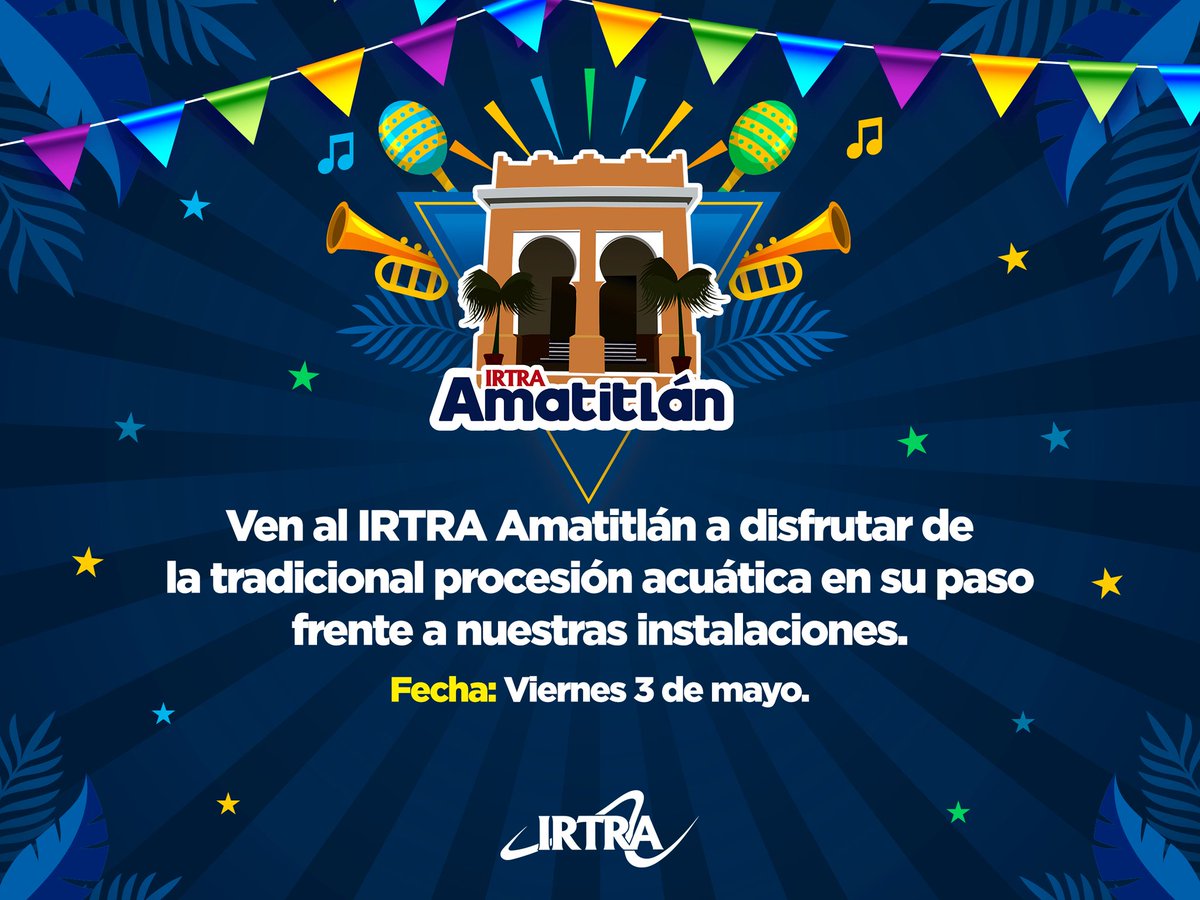El día viernes 3 de mayo, te esperamos en el Parque Amatitlán para disfrutar juntos de la tradicional procesión acuática frente a nuestras instalaciones. ¡No te lo pierdas! 🎉😁 #VeranoEnElIrtra #SolYDiversiónEnElIrtra #FiestaEnElAgua #XocomilesFeliciDAR