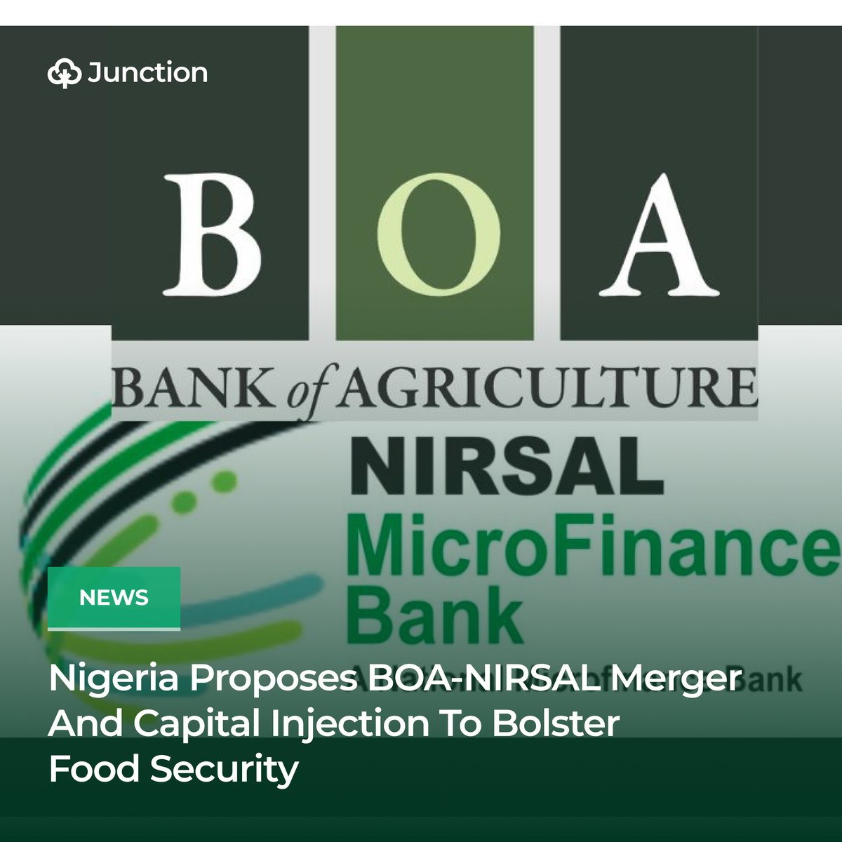 Nigeria's privatisation council has proposed a significant restructuring of the Bank of Agriculture (BOA) by merging it with NIRSAL Microfinance and injecting new capital into the new entity.

Read: thejunction.ng/nigeria-propos…

Follow @AgricJunction & see link in bio for more.