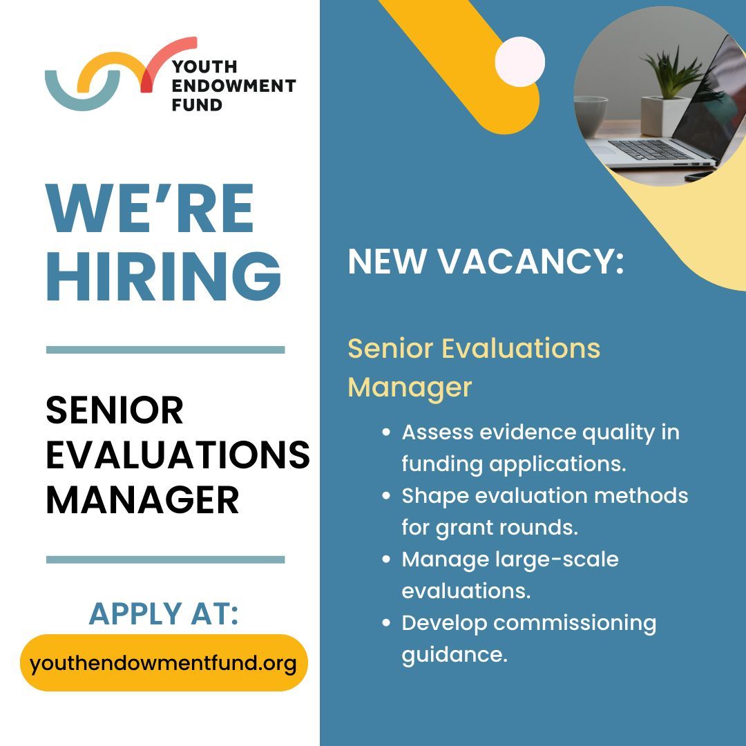 📣 We have two new role opportunities at YEF:

🪧 Chief Operating Officer - Interim (14-months)
🪧 Senior Evaluations Manager

Visit our website for more information on these roles, and about joining the YEF team.

buff.ly/49WxCXR 

#Hiring