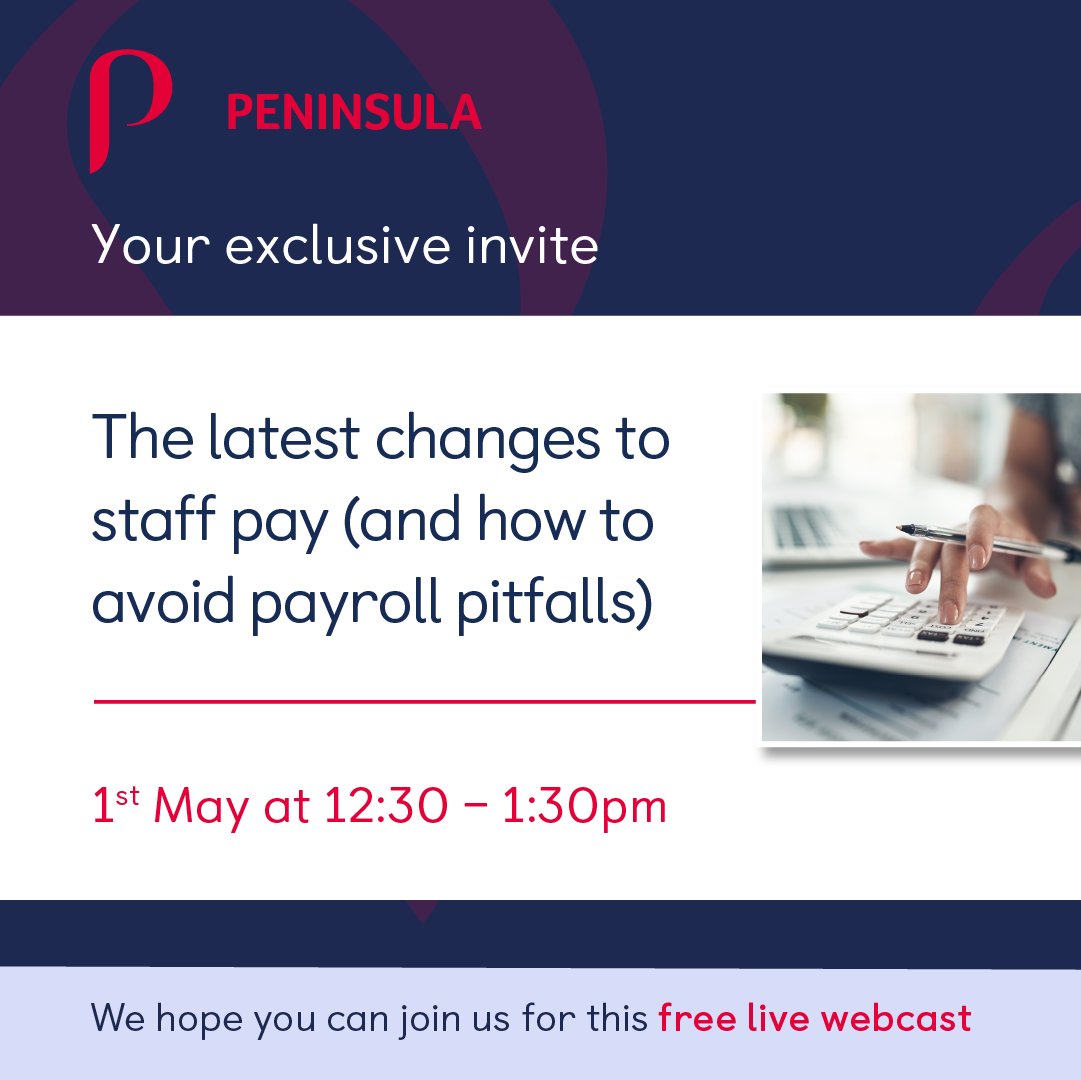 Kick May off correctly with a Peninsula webcast! 🚀 Payroll can be complex and confusing but our webinars remove all of the stress as our HR experts teach you everything you need to know. See you there! 👋 Sign up here: peninsulagrouplimited.com/webinars/ #HR #Business #Payroll