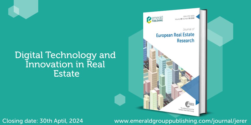 📢 Call for Papers! Journal of European Real Estate Research (JERER) seeks contributions for a forthcoming Special Issue 'Digital Technology and Innovation in Real Estate'. 
More info here: bit.ly/3P6O4vS
GE: @LayiOladiran
#CallForPapers #SpecialIssue