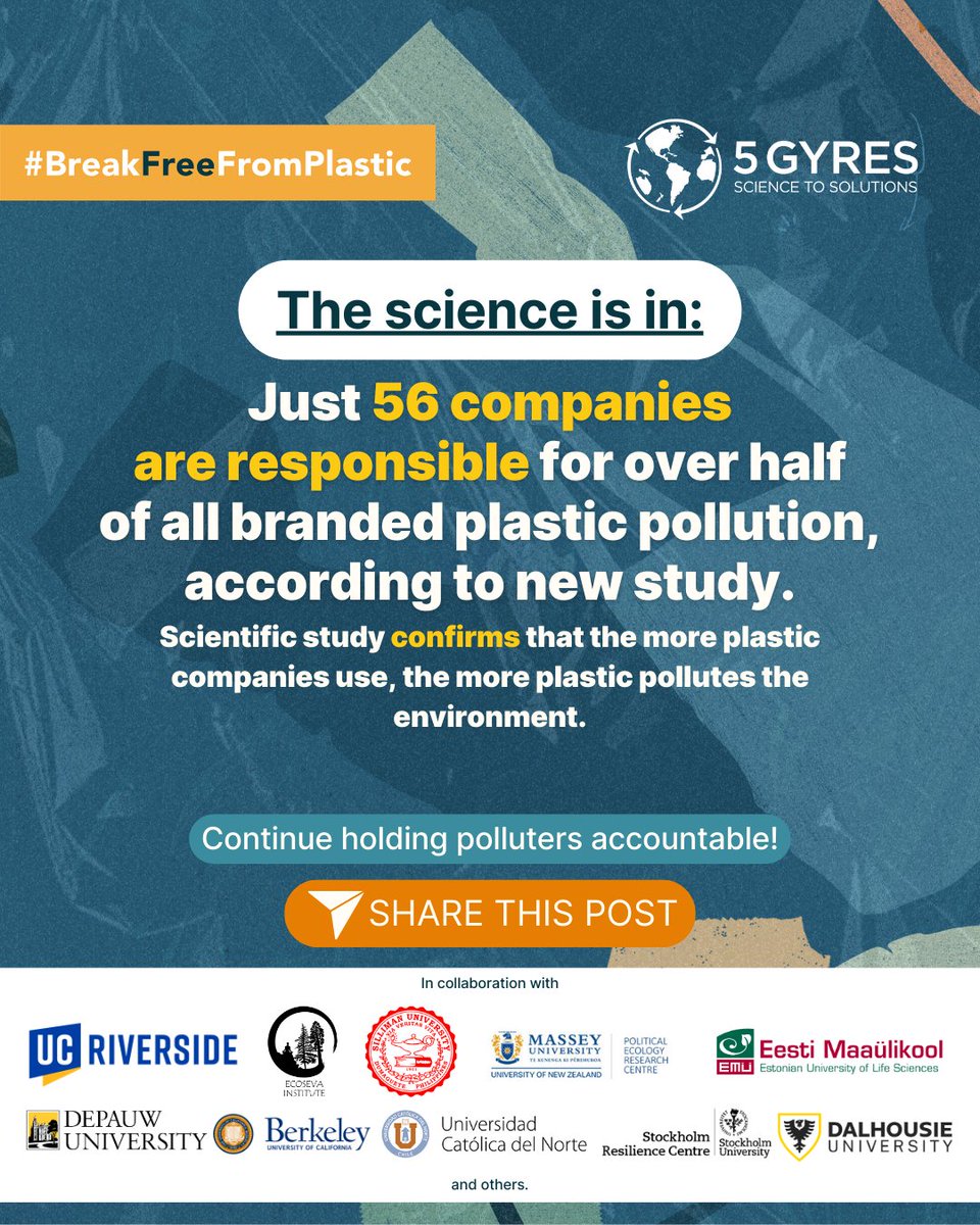 Plastic production 🤝 Plastic pollution. We need a #PlasticsTreaty that holds corporate polluters accountable, prioritizes plastic production reduction measures, and promotes reuse and refill systems. Visit bit.ly/ScienceAdvance… for more information #breakfreefromplastic