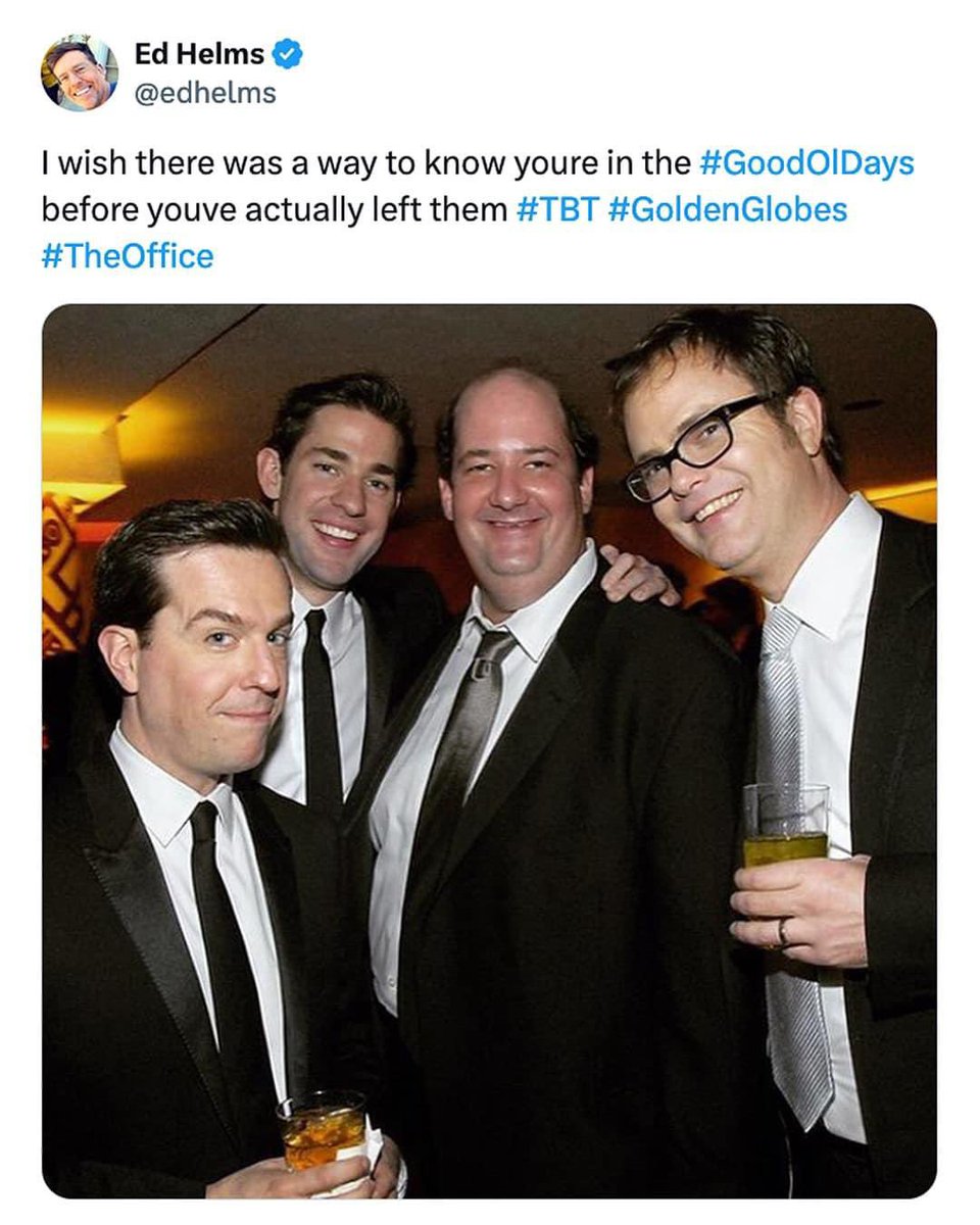 In the series finale of #TheOffice @edhelms character Andy said: “I wish there was a way to know you’re in the good ol days before you’ve actually left them.” 

Like many of you I remember watching that scene and thinking, wow, that’s so true. 

I haven’t thought about that line…