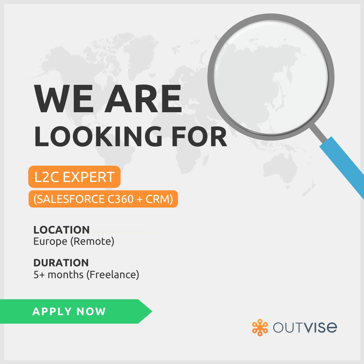 Our client is seeking an L2C Expert (Salesforce C360 + CRM). 🔎

Apply here 👉 outvise.com/sl/f_k2ZCjKpf

#OutviseProjects #Freelance #Hiringnow #Europe