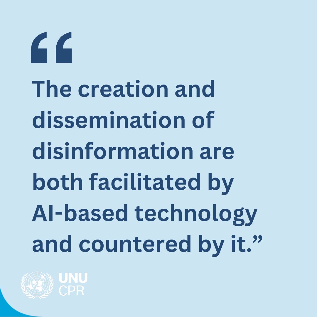 This UNU-CPR report explores how #AI technologies impact #peace and #conflict, and what methods might be used to mitigate their adverse effects – in Sub-Saharan Africa. 🗞 Read more: unu.edu/publication/di…
