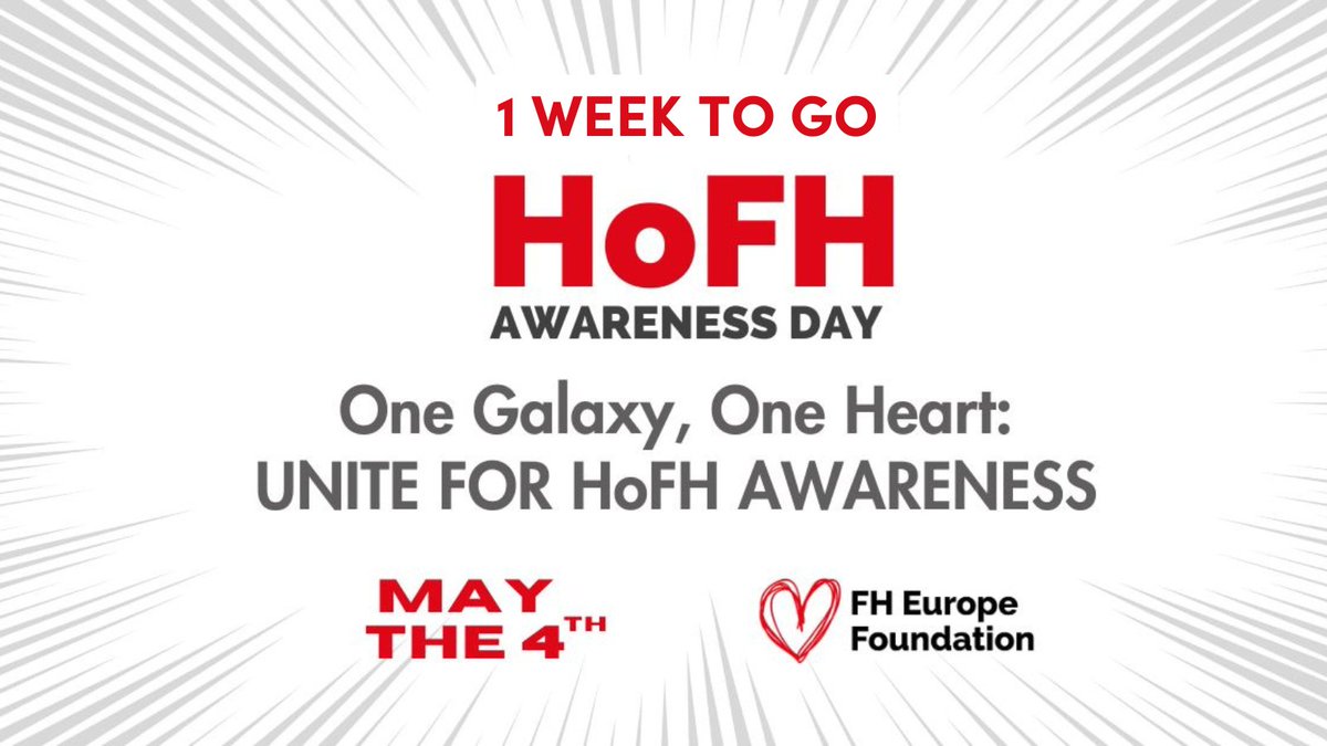 Just 1 week to go until the launch of @fhpatienteurope's 1st #HoFHAwarenessDay on May 4th. Homozygous Familial Hypercholesterolemia affects children and adults worldwide, demanding our collective attention. Let's stand united, echoing the voices of those impacted. #Unite4HoFH.🌍