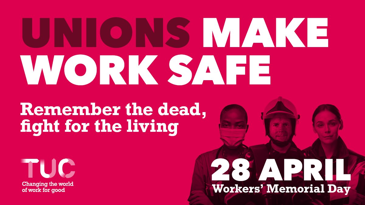 It is estimated that the true figure for work related deaths in the UK is around 50,000 per year. On International Workers Day we remember the dead, and fight for the living. #IWMD24 #JoinAUnion