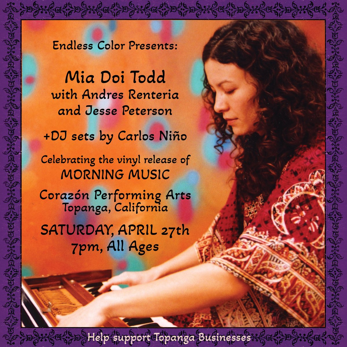This Saturday, we'll be playing @ Corazón Performing Arts in Topanga to celebrate the vinyl release of 'Morning Music' corazontopanga.com
