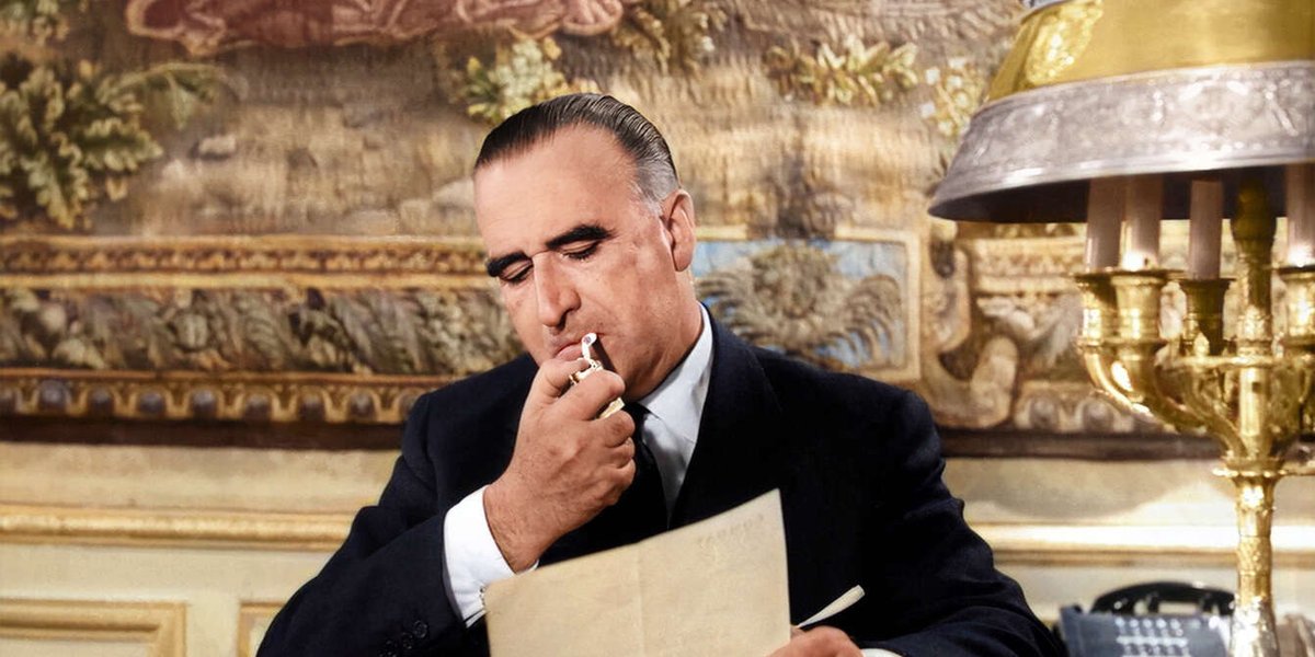 George Pompidou always had a cigarette in hand, even during political interviews.