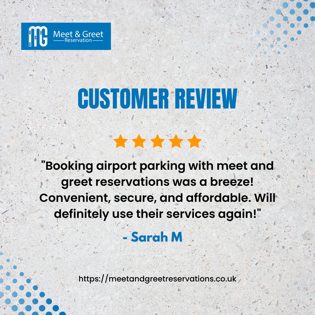 Love to hear our Client's Reviews

🌐 meetandgreetreservations.co.uk
.
.
.
.
.
#meetandgreetreservations #Customerreview #ukairportparking #UK #parkingperfection #advancebooking #TravelWithConfidence #AirportParking #TravelConvenience
