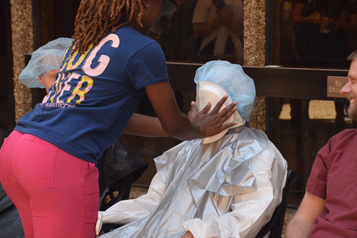 It's all fun & games until somebody takes a pie to the face. Our faculty & administration were GREAT SPORTS as our Student Association of Black Veterinarians (SABV) held a 'Pie the Professors' fundraiser. The grand prize? A pie in the face of Dean Oliver Garden. #LSUVetMed