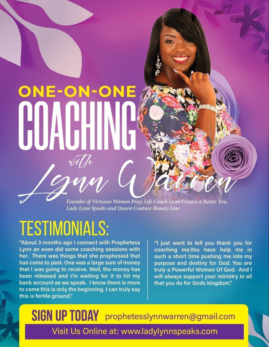 Now accepting one on one coaching sessions for the month of #May
Sign up today!

📍email: ladylynnspeaks@gmail.com 
📍website: ladylynnspeaks.com

#LadyLynnSpeaks #BeautyLineMogul #IHelpYouGiveBirth #IProphesy #ITeach #IMentor #ICoach #ISpeak #IPray #WeWIN