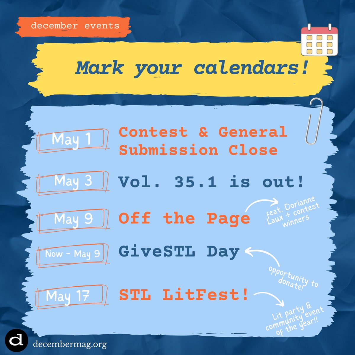 We have so much going on in the next few weeks -- mark your calendars so you don’t miss anything! Link in bio for more information on each. #litmaglife