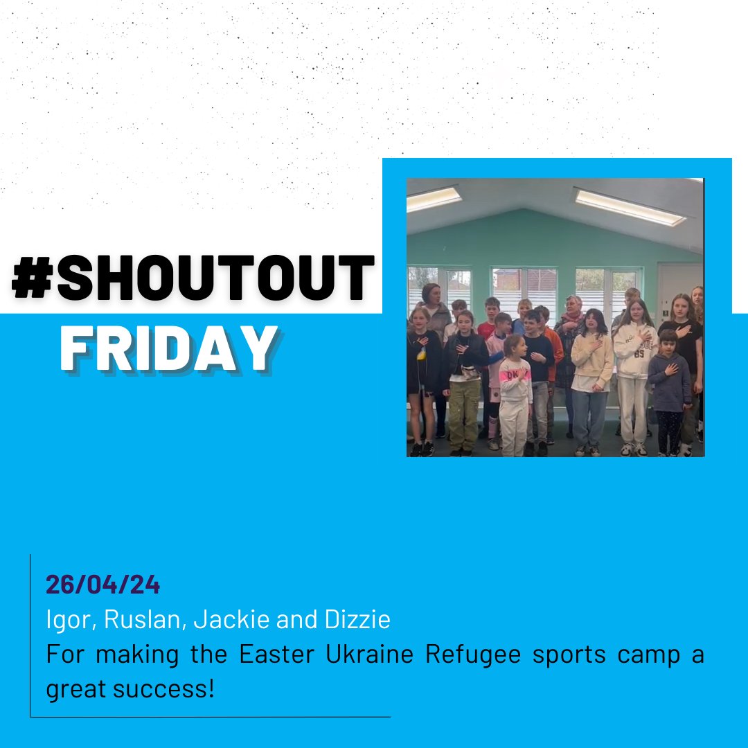 This #ShoutoutFriday we want to shout out a number of people from our Easter Ukraine Refugee Sports camp this month. The camp as always was great fun for the families there, but it couldn’t have been as amazing as it was this time around thanks to Dizzie, Jackie, Igor & Ruslan!