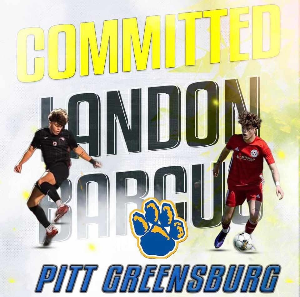 Congratulations to <a href="/landon_barcus/">Landon Barcus</a> (c/o 2025) on his recent commitment to continue his academic and athletic career at The University of Pitt - Greensburg. 🖤❤️💙💛

<a href="/MVI_sports/">MVI Sports</a> 
<a href="/pghsoccernow/">Pittsburgh Soccer Now</a> 
<a href="/upgbobcats/">Pitt-Greensburg Athletics</a> 
<a href="/upg_msoc/">UPG Men's Soccer</a>