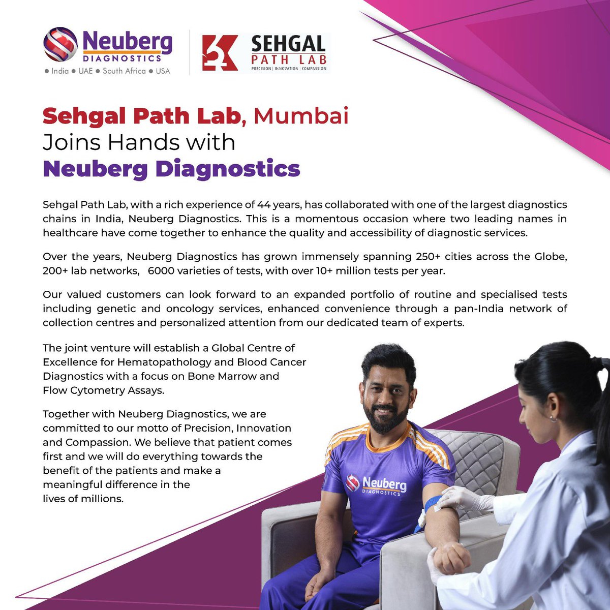 On the mark of 44 years of diagnostic excellence, we are thrilled to announce that Sehgal Path Lab has officially joined hands with Neuberg Diagnostics! #SehgalPathLab #NeubergDiagnostics #HealthcareInnovation #PatientCareFirst #Haematopathology #CancerCare #FlowCytometry