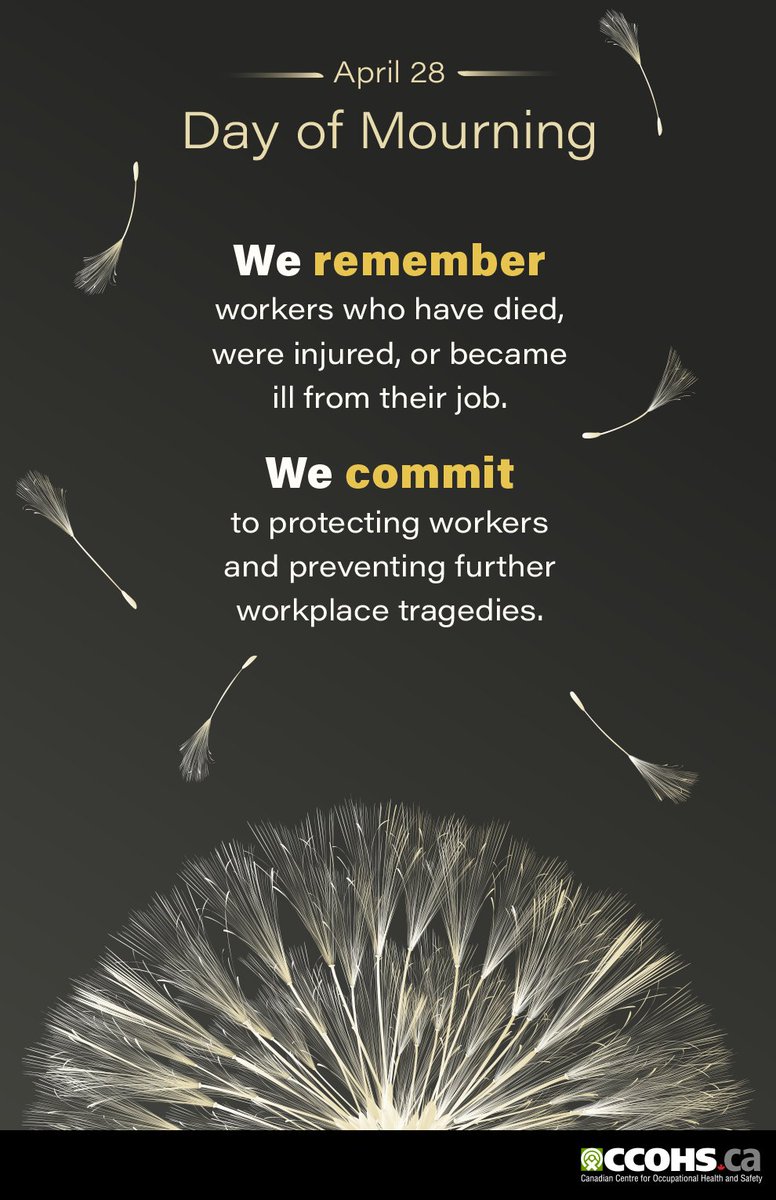 April 28 is the National #DayofMourning dedicated to remembering those who have lost their lives, suffered injury or illness on the job. <a href="/CLR_Alberta/">Construction Labour Relations-Alberta</a> encourages everyone to take a moment on Sunday to reflect and commit to making every workplace safer. #ABconstruction #safety