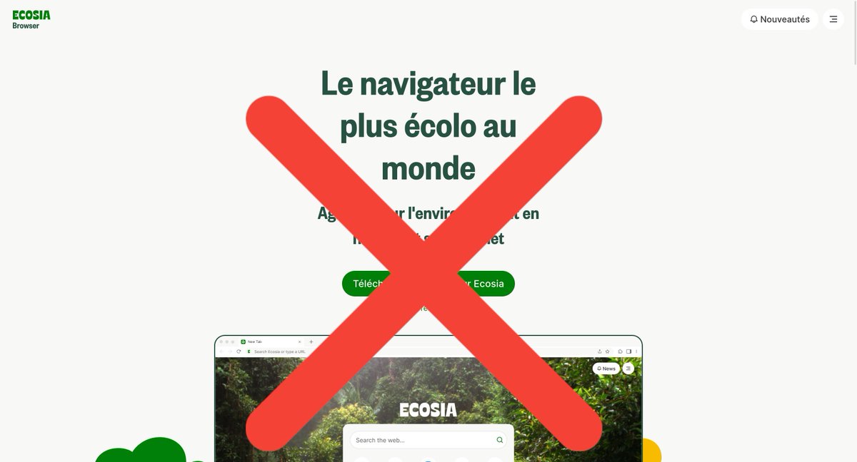 (#CommunicationResponsable) Ecosia Browser, ou quand le #greenwashing numérique fume la moquette tout en plantant des arbres 👉 Bon, ils l'ont un peu cherché, non ? 🔗 buff.ly/44jjUMe Via buff.ly/4bb8SuO