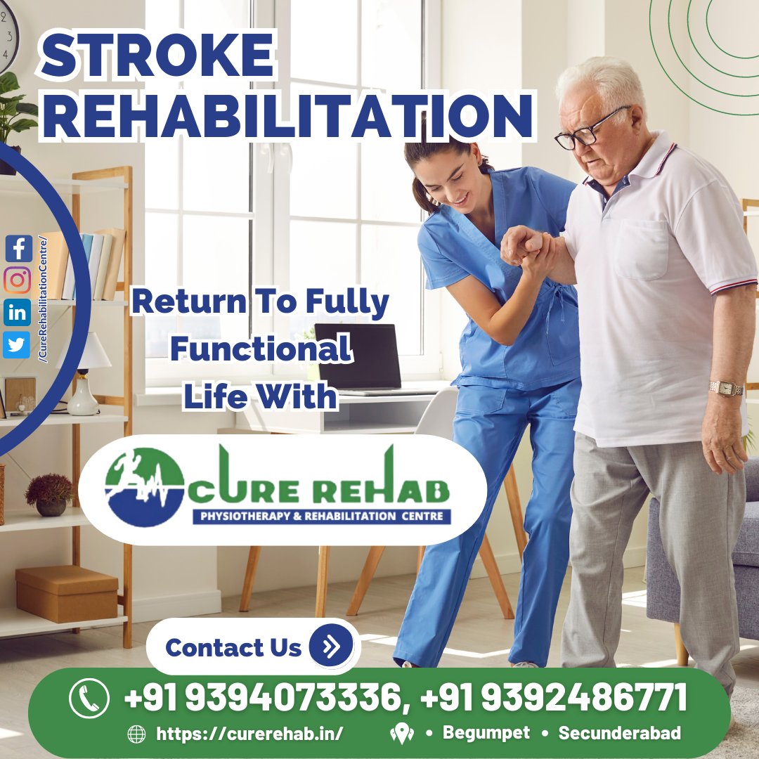 #StrokeRehabilitation #StrokeRecovery #RehabilitationCentre #Hyderabad #Begumpet #Secunderabad #Physiotherapy #Recovery #FunctionalLife #CognitiveRehabilitation #EmotionalSupport #CureRehab #NeuroRehabilitation #StrokeSurvivor #StrokeAwareness #NeurologicalRecovery 🧠💪