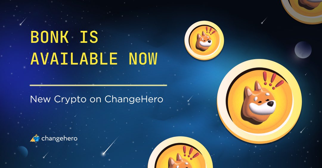 Meet #BONK on ChangeHero! @bonk_inu is the first dog-themed coin on #Solana 'for the people, by the people' with 50% of the total supply of the #cryptocurrency airdropped to the Solana community. Exchange $BONK here 👉 l.changehero.io/Exchange_BONK #CHNewCoin