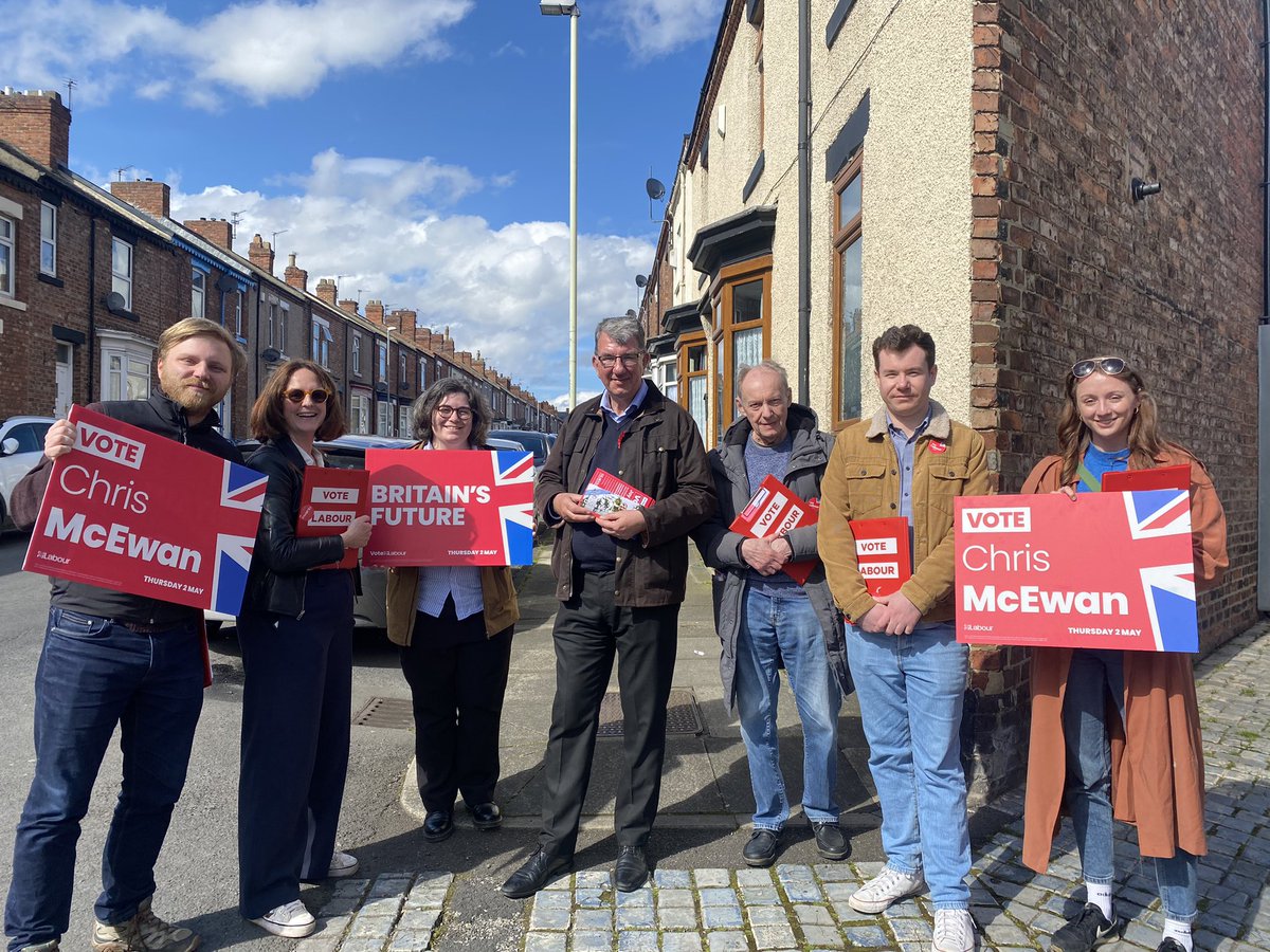 Out with @chrismcewan11 and @Lola__McEvoy in Darlington ahead of the mayoral election in Tees Valley!