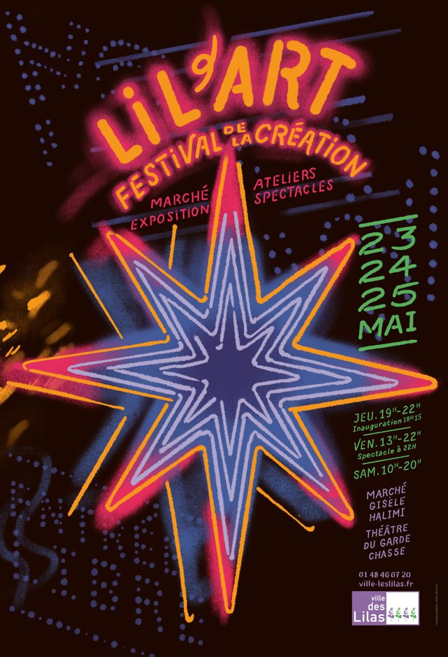 #LilArt | 🎨Du 23 au 25 mai, le festival de la création reprend ses quartiers dans ses lieux emblématiques : le marché Gisèle Halimi et le théâtre du Garde-Chasse. 👉 Plus de 130 créateurs et créatrices du nord-est parisien vous feront découvrir leurs univers artistiques!