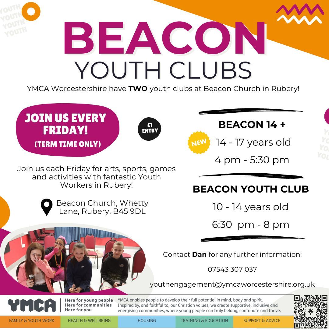 Our new Beacon Youth Club starts today at 4pm! 🥳 If you are 14 - 17 years old, make sure you nip in and say hi! 👋 📍 Beacon Church, Whetty Lane, Rubery, B45 9DL Our 10 - 14 youth club will follow on from 6:30 pm - 8 pm 🤗 #worcestershirehour