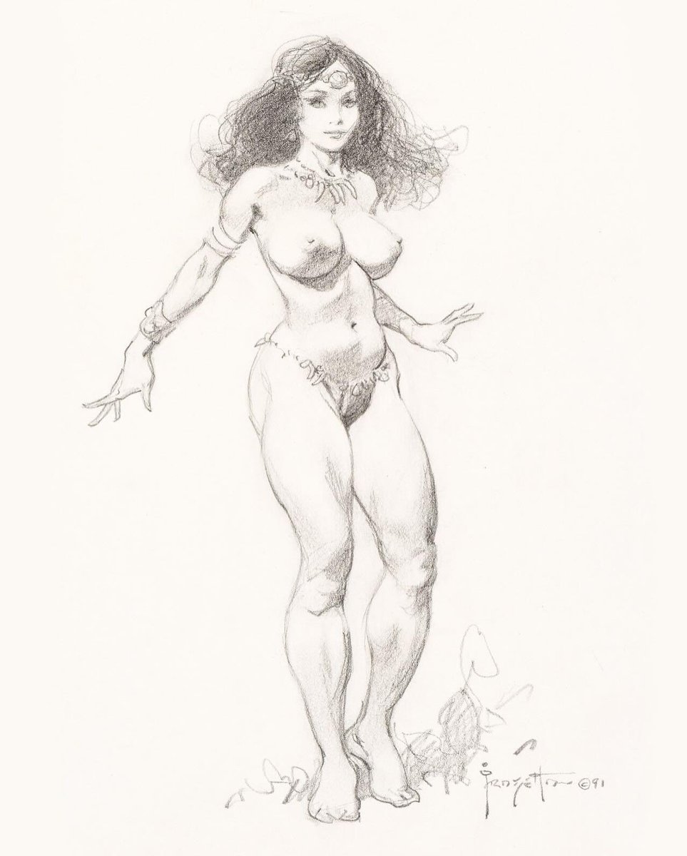 “They told me twenty-five years ago, you don’t put bras on your girls! Now, today’s women are Frazetta girls, long witchy hair, breasts! The breasts I paint move, they sway. It’s all instinct.” - Frank Frazetta #FrazettaGirls