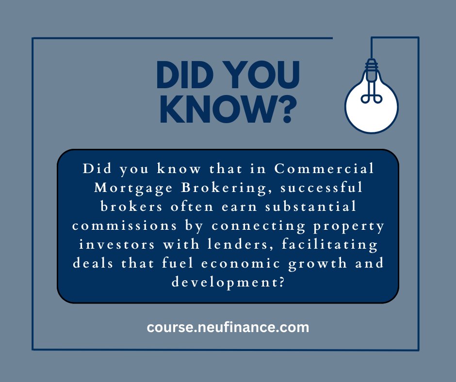 Dive into the dynamic world of Commercial Mortgage Brokering! 

Explore negotiation, market insights, and client solutions that drive success in real estate finance.

Join us and unlock wealth in commercial property financing. 💼🌆

#NeuFinance #CommercialMortgage