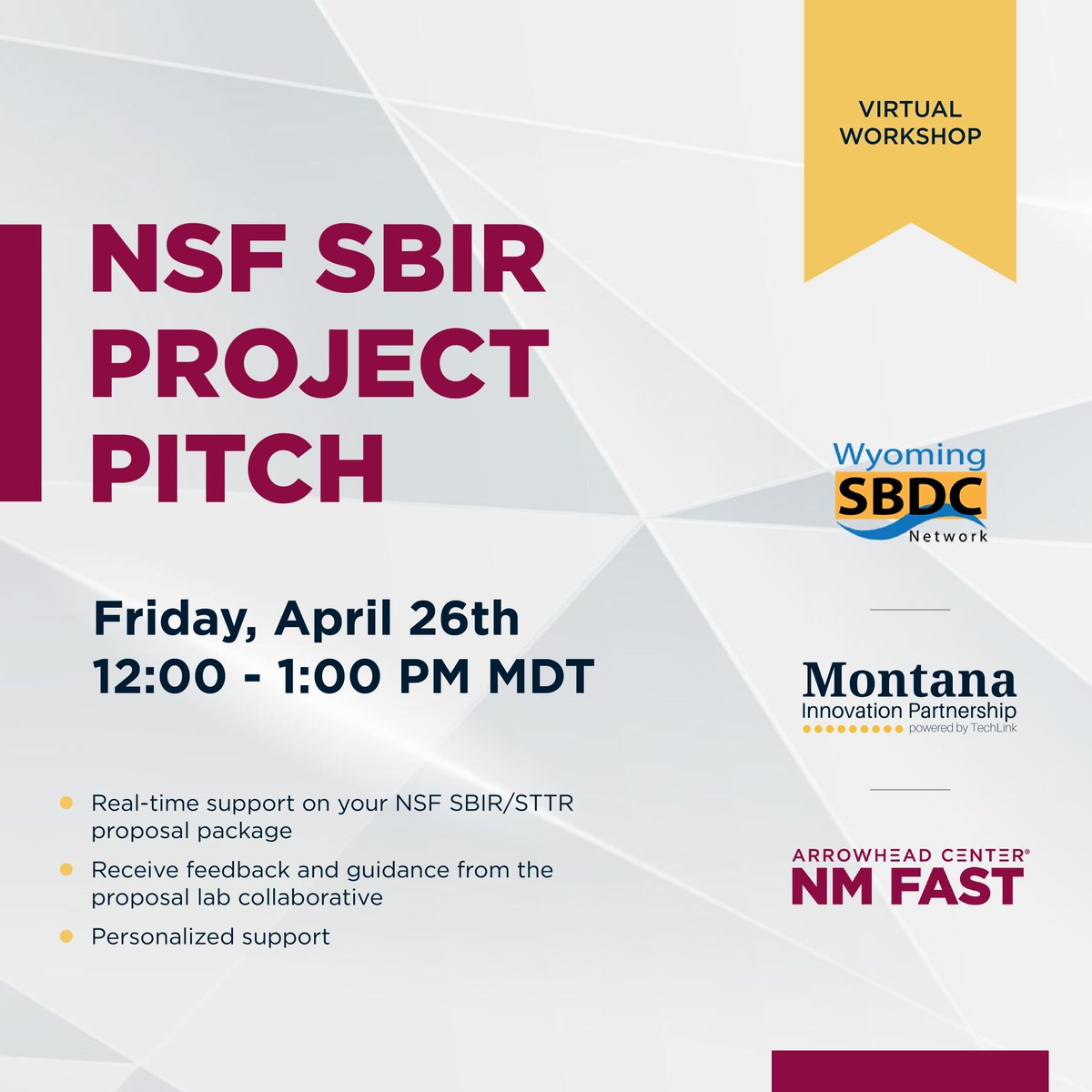 Today's collaborative workshop is your key to success with @NSF #SBIR funding! Join us to discover insider tips on crafting a compelling #NSF SBIR Project Pitch. Register now and secure your spot: buff.ly/3VJU95g