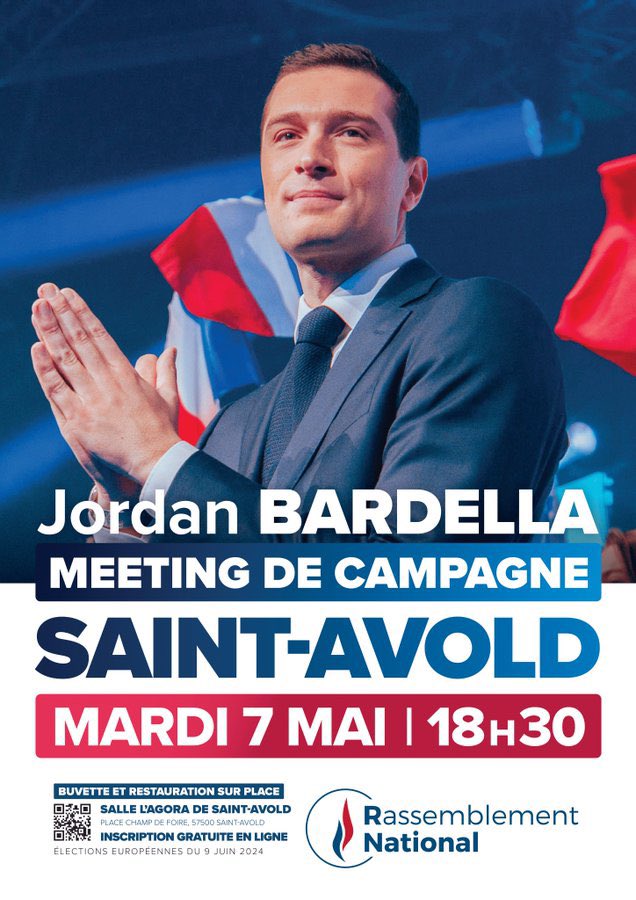 ✅➡️Je serai évidemment présente à cet événement : 

🇫🇷 Grand meeting de @J_Bardella le 7 mai en Moselle : RDV à Saint-Avold à 18h30, salle L'Agora ! 

À très vite 👏

#VivementLe9Juin