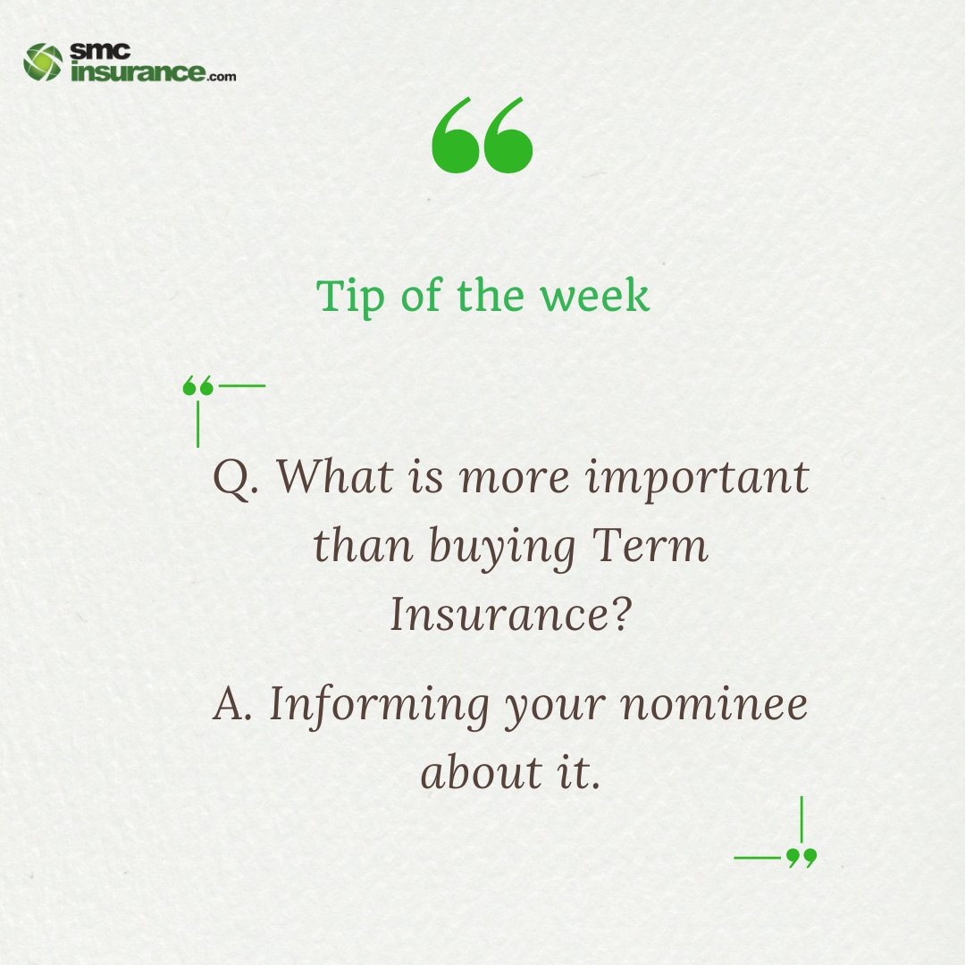 What’s more important than family?

For most of us, literally nothing!

And what’s more important than protecting them with Term Insurance?

INFORMING them about it! 👨‍👩‍👧

Why? Read on👇

#TipoftheWeek #financetips #terminsurance #financehacks #termplan #claim #family #nominee