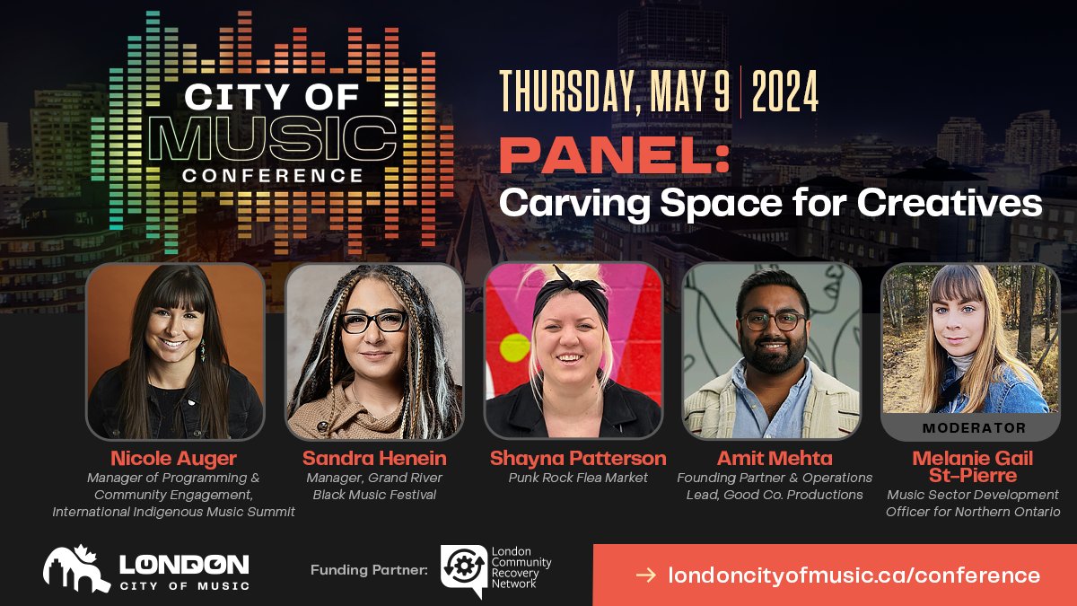 ⭐️Panel Highlight: Carving Space for Creatives⭐️ Ensuring space & opportunities are provided for all is a best practice & fundamental in lively & thriving communities. #CityofMusic Conference, May 9! 🎟️: bit.ly/3xrlgbw #UNESCO #LdnOnt