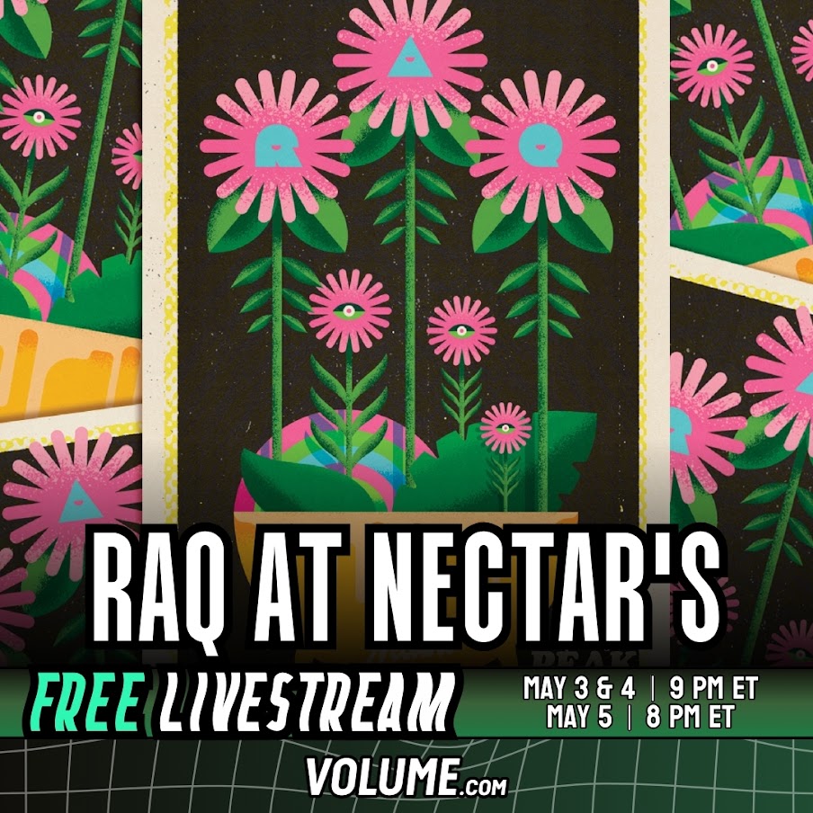 We are stoked to announce that all three #RAQ hometown shows will be available on @GetOnVolume! Streaming live from the legendary @nectarsvt from May 3rd to 5th, catch the band from the comfort of your living room for free by claiming your tickets here: bit.ly/Nectars-RAQ