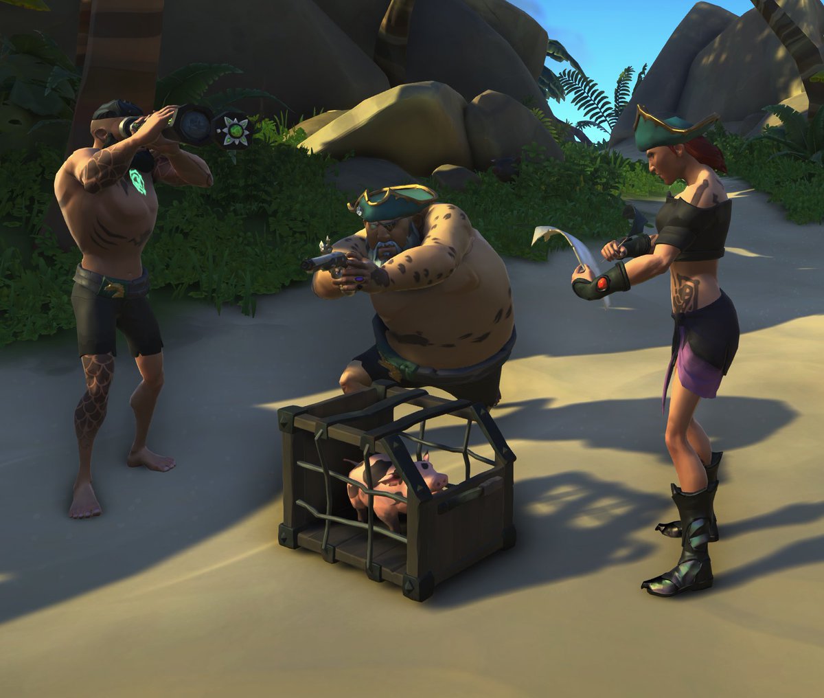 Pig Protection Guild “the Wigglenoses” got another complaint from the #SeaOfThieves piggies! 😱 So, tonight we will work together with The Underpants Brigade to keep those little ones safe 🥺 We’re hoping for a calm evening at twitch.tv/lokijimmyb 6pm cest