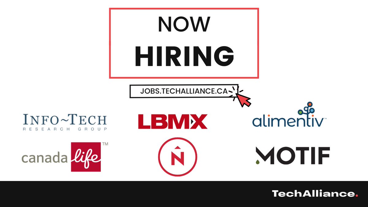 Looking for your next opportunity? @LBMXinc is looking for a Software Developer @NorthernCommer2 is looking for a Creative Director @canadalifeco is looking for a Manager, IAM Technology Operations Check out our Job Board ⬇️ jobs.techalliance.ca