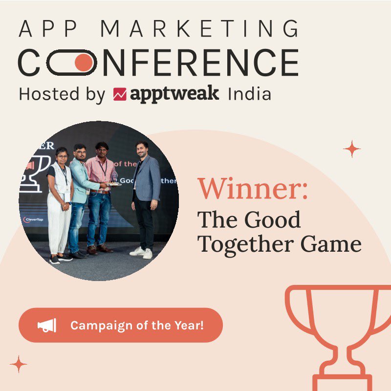 Thrilled to be honored with the 'Campaign of the Year' award by AppTweak for The Good Together Game! 🏆

Big appreciation to our app marketing team for the wonderful success.

#DotComInfoway #ASO #AppStoreOptimisation #AppMarketing #MobileMarketing #AppMarketingAwards