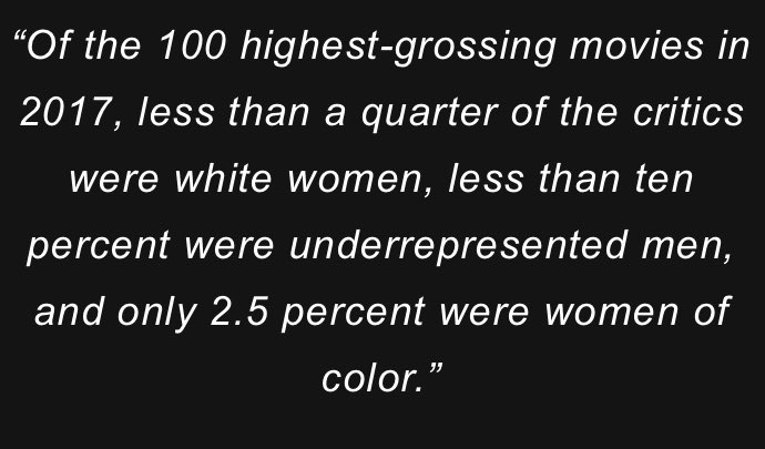 @thelaymphilo @REDACTEDSpider she is absolutely right

there needs to be a lot more diversity in the business, more than just straight white men

if you look at these facts and still disagree, you’re simply a racist misogynist
