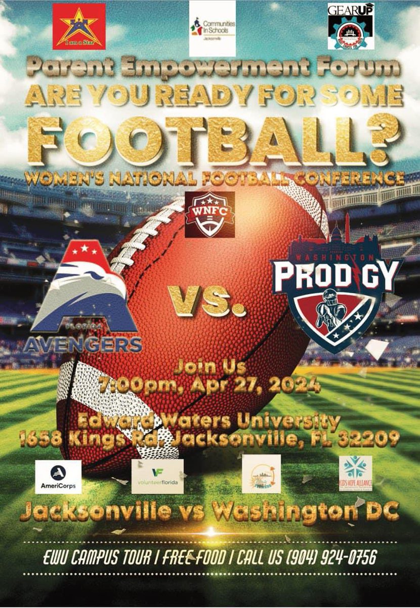 Join me THIS Saturday for the Jacksonville Avengers Game at Edward Waters University! Our very own Women’s National Football team will recognize me as an Honorary Avenger. The games starts at 7 pm!