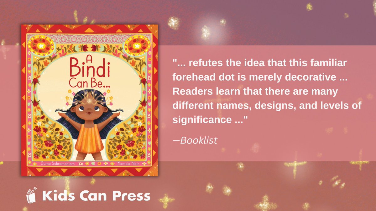 Advanced praise for A BINDI CAN BE …, written by Suma Subramaniam and illustrated by Kamala Nair. A young girl makes a bindi with her grandmother and discovers what wearing one means to her. Available now for preorders at major retailers! bit.ly/44ox62w