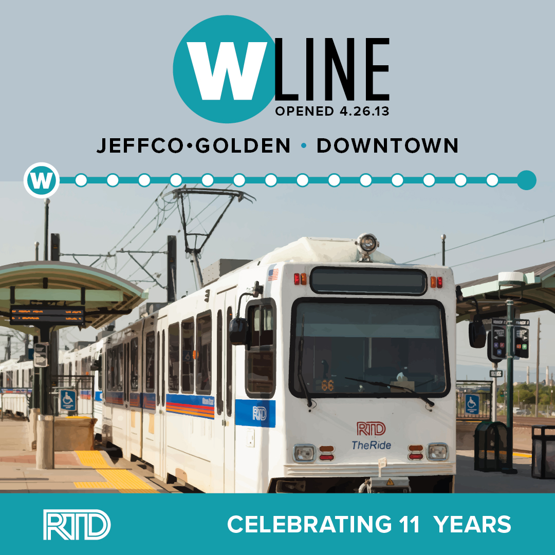 🎉 Celebrating 5 years of the G Line & 11 years of the W Line! #DidYouKnow: The G Line follows the historic Colorado and Southern Railway route, while the W Line's first full test run was on Jan 3, 2013 - 8 months early! Thanks for riding ❤️ #RideRTD