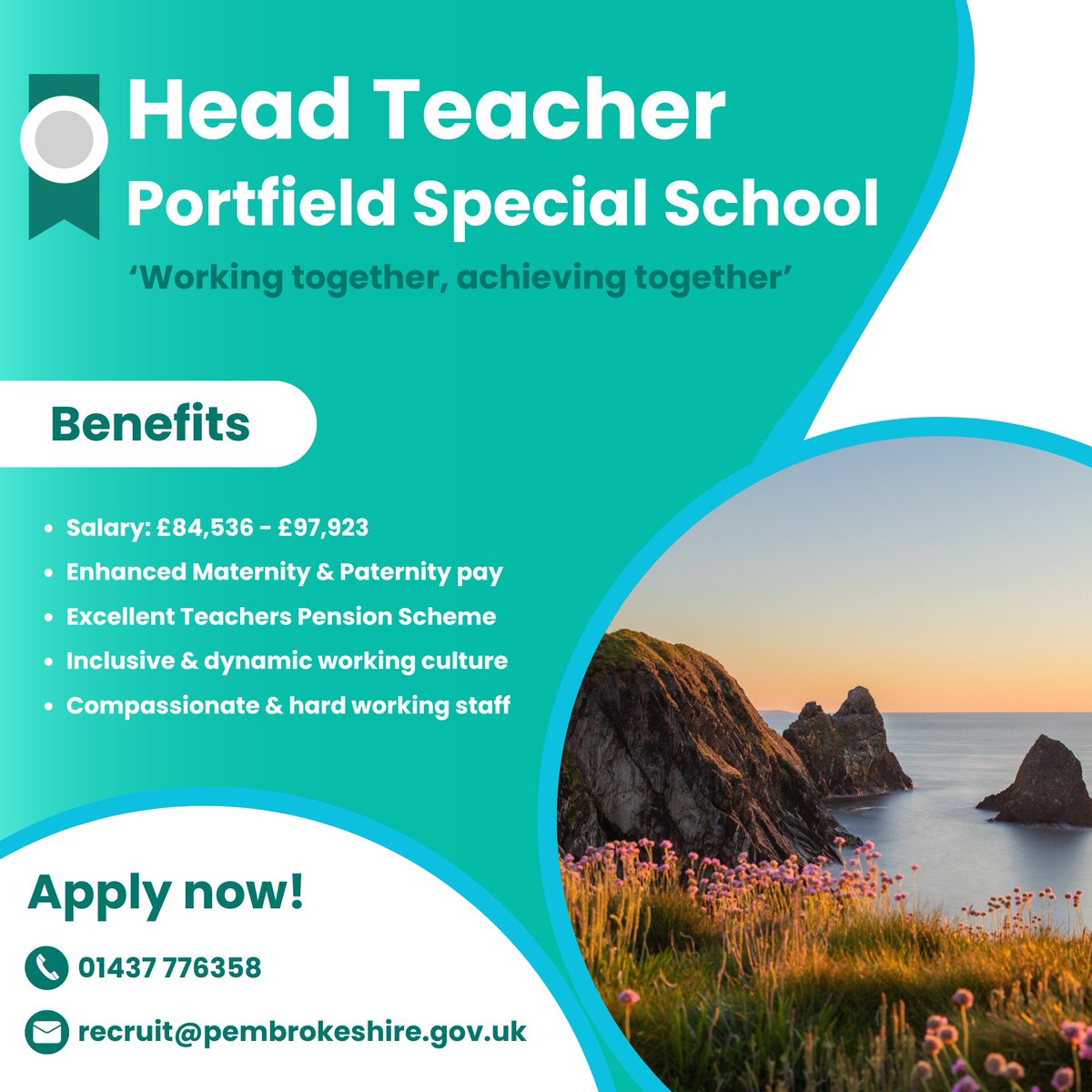 Lead Portfield Special School’s exceptional facilities and staff to develop and educate Pembrokeshire’s younger generations – Apply today! Jobs and Careers - Pembrokeshire County Council pembrokeshire.gov.uk/jobs-and-caree…