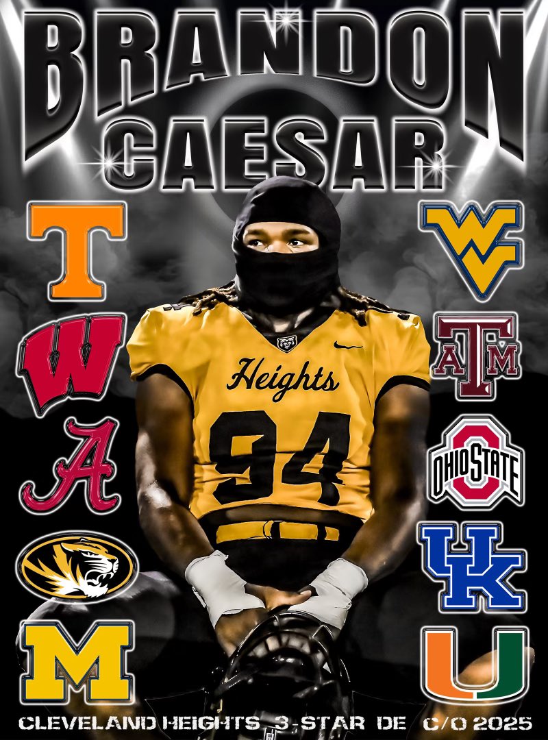 HEIGHTS DEFENSIVE END Brandon Caeser… ⚫️🏈🟡 #HeightsBlueprint #HeightsFootball