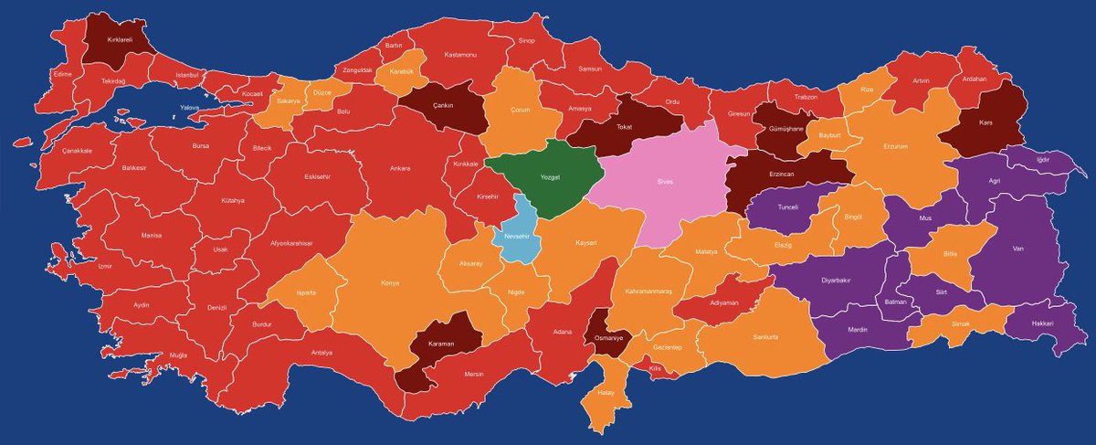 Büyükşehirler yasası olmasaydı, 2024 seçim haritası böyle olacaktı.

🔴Chp-39 il
🟠Akp-21 il
🟣Dem-10 il
🟤Mhp-8 il
🔵İyip-1 il
🟢Yrp-1 il
🟣Bbp-1 il

#Büyükşehir #Seçim2024